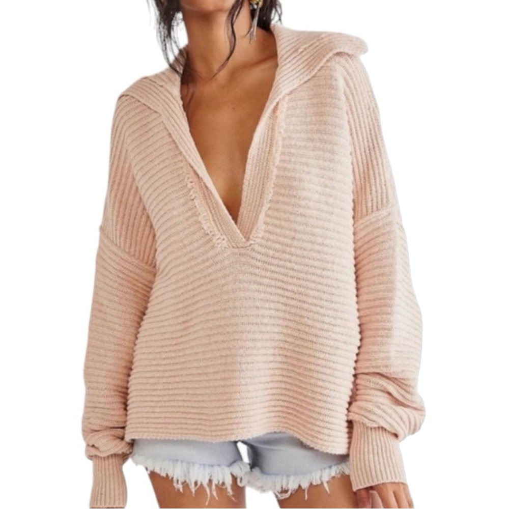 Free People Blush V-Neck Sweater